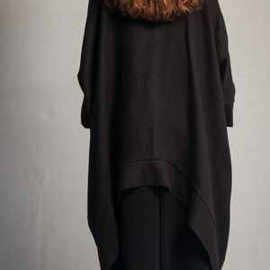 Linen oversized coat / Woman's shapeless cardigan / Loose fit cardigan / Summer long jacket / Black / White / Blue / Fasada 15058 image 4