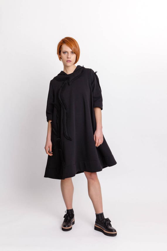 Zwarte / Dames casual jurk / katoenen - Etsy