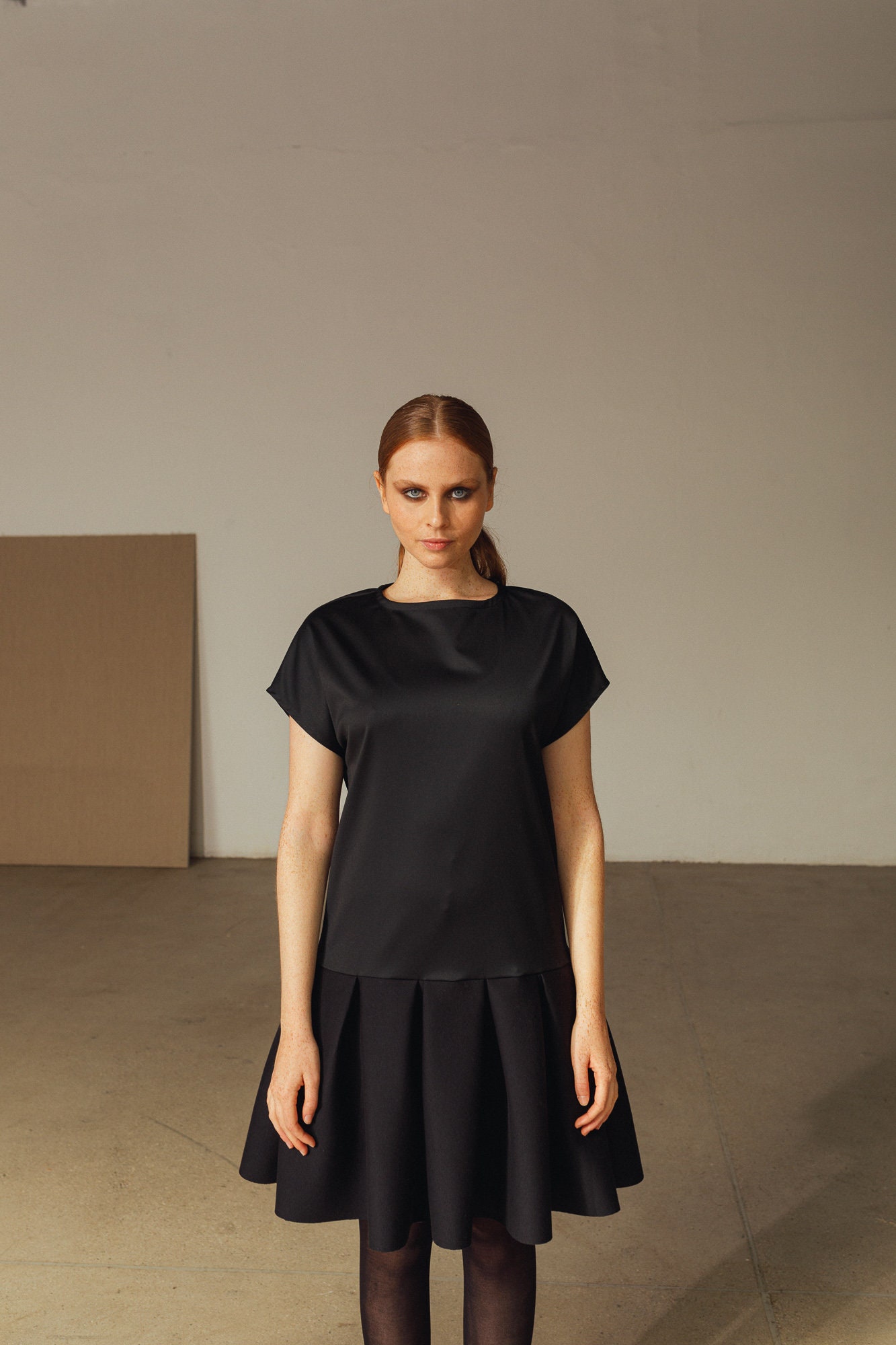 black neoprene dress L I V D Plus Size Kira Neoprene Peplum Dress