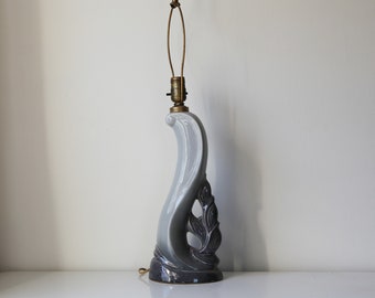 Grey mauve and purple ceramic art nouveau lamp