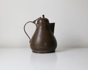 Hammered brass pitcher antique metal pitcher or vase