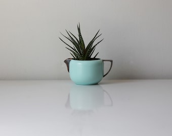 Ocean blue planter small upcycled painted silverplate creamer