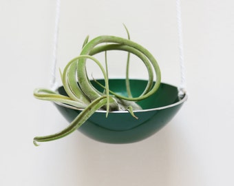 Green  hanging planter made from mid century modern bowl - Oslo Planter