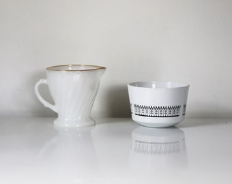 Mismatched White Sugar and Creamer Set