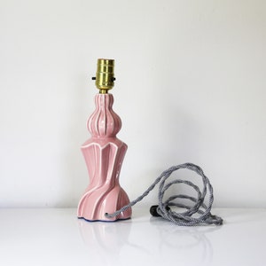 Vintage pink ceramic lamp with art nouveau style bedside lamp image 3