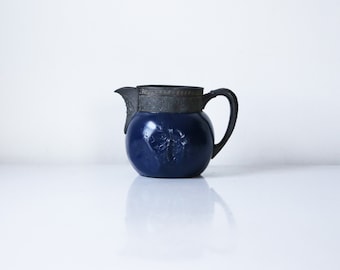 Navy blue planter upcycled painted silverplate creamer