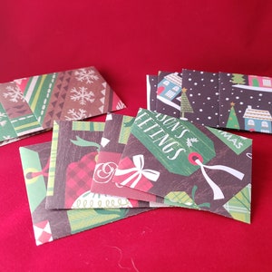 Assorted Mini Christmas Cards / Blank Cards / Christmas Pattern Envelopes