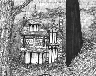 Castle Art Print Gothic Home Decor Pen and Ink Illustration - Etsy