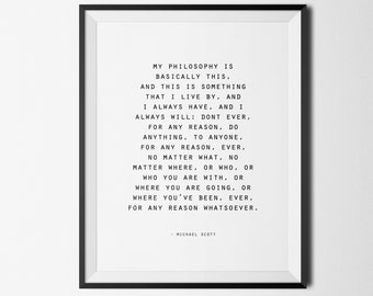 My Philosophy Is Basically This, The Office TV Show Printable, Office Decor, Funny Print, Michael Scott Quote, Office Quote, Funny Gift Idea