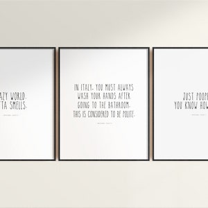 Set Of 3 The Office Quotes // For the Bathroom, Farmhouse Style Prints, The Office TV Show, Michael Scott Quote, Just Poopin, Crazy World