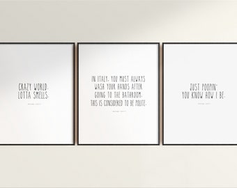 Set Of 3 The Office Quotes // For the Bathroom, Farmhouse Style Prints, The Office TV Show, Michael Scott Quote, Just Poopin, Crazy World