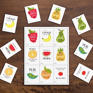 Obst Valentines Karten, Klassenzimmer Valentine, druckbare Valentines für Kinder, Obst Wortspiele Valentine Punny Valentines, niedliche Schule Valentines