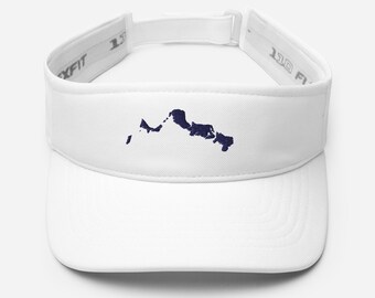 Turks and Caicos Visor, embroidered visor, white and navy