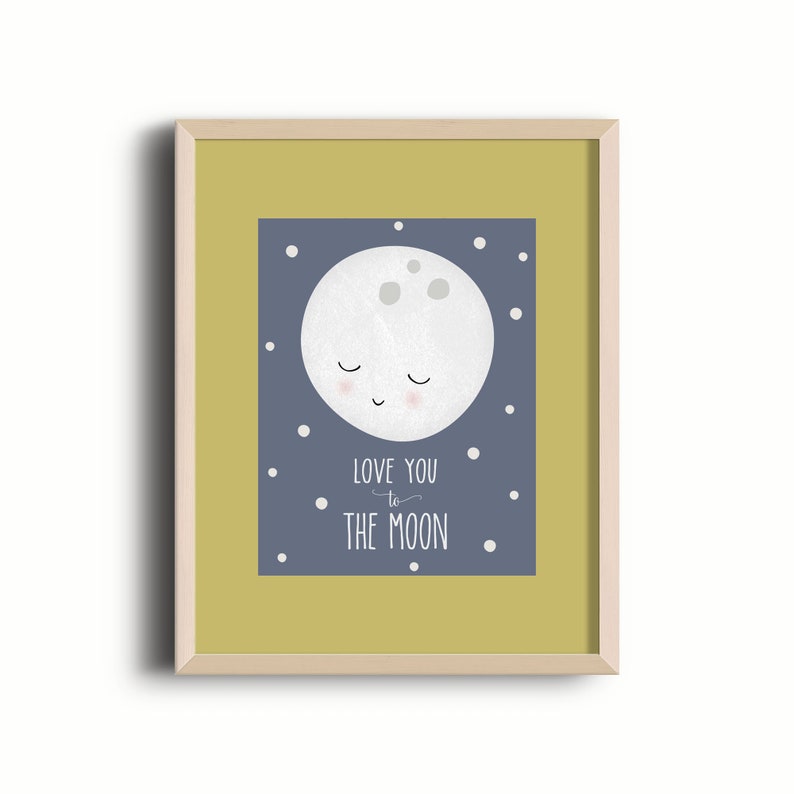 Nursery Print Moon Art Love You To The Moon PRINTABLE Etsy