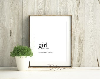 Dictionary Art, Girl Definition, Definition Print, Baby Shower Gift, Nursery Decor, Kids Room Decor, Minimalist, Funny Definition