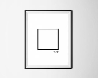 Motivationele Print, denk buiten de doos, motiverende Wall Art, motiverende citaat, minimalistische kunst, minimale digitale Print