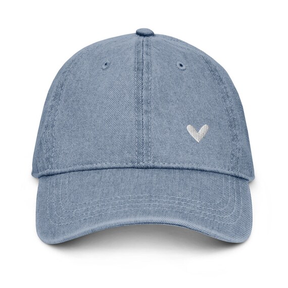 Hand Drawn Heart Embroidered Baseball Cap For Women | Dad Hat, 100% Cotton, One Size, Gray - View #11