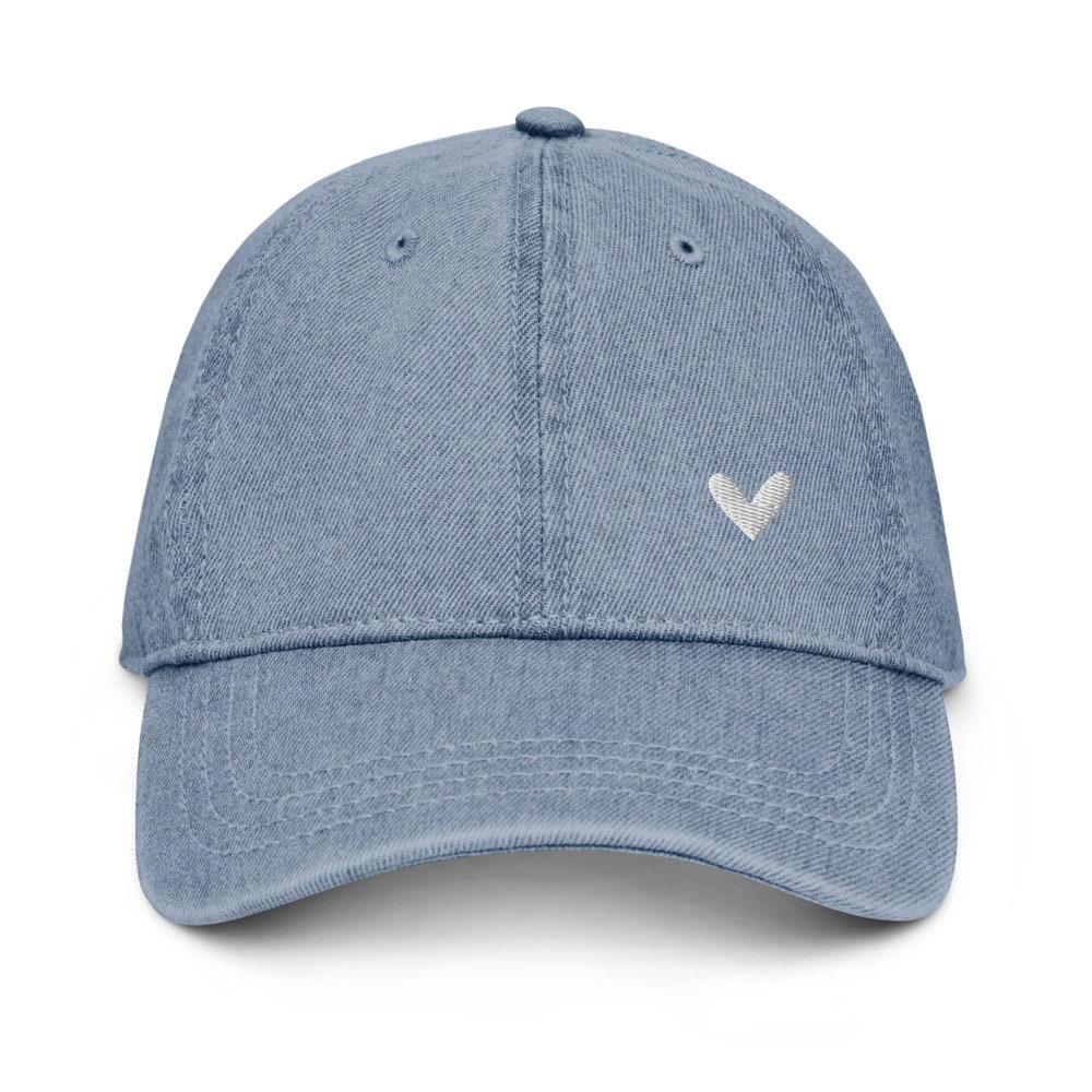 Hand Drawn Heart Embroidered Baseball Cap For Women – Navy Blue Dad Hat, 100% Cotton - View #13