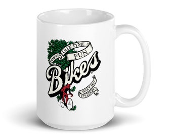 Bikes White glossy coffee mug