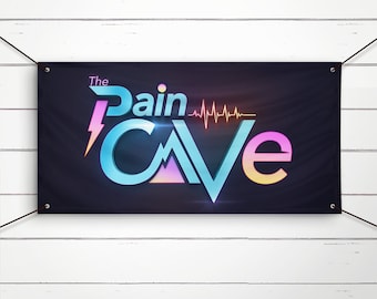 Pain Cave vinyl banner - indoor, grommets with reinforcement