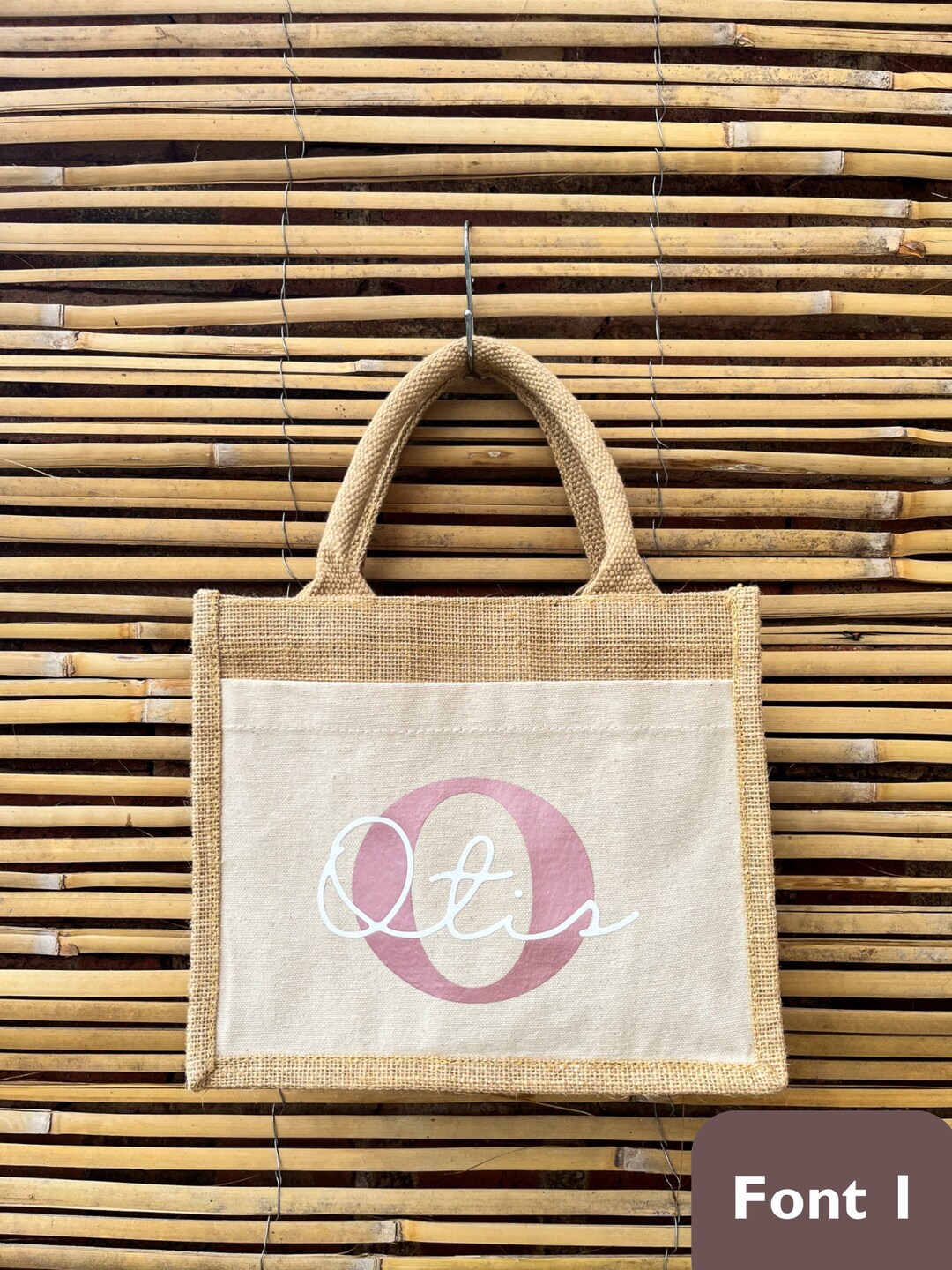 Personalised Jute Lunch Bag, Name Lunch Bag, Personalised Lunch Bag