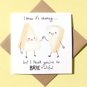 Carte de jeu de mots brie, carte d'amour mignonne, carte d'amateurs de fromage drôle, carte romantique, ligne de ramassage au fromage, carte d'anniversaire au fromage pour petite amie/petit ami
