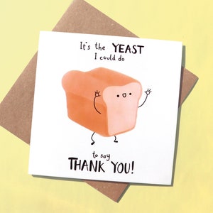 Bread Pun Thank You Card, Thanks A Bunch, Funny Greeting Card, Thankyou Card For Teachers, Bread Lover Card image 1