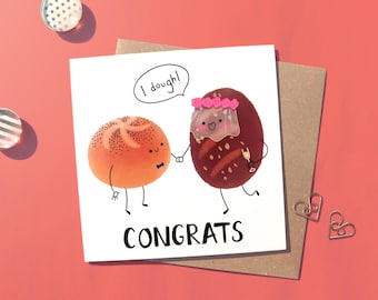 Bread Pun Wedding Card, Congratulations On Your Marriage, Food Humour card, Congrats On Your Wedding, Funny Wedding Card For Bread Lovers