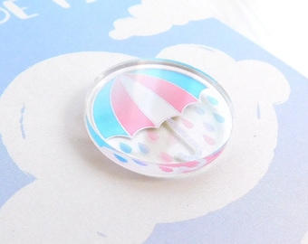 Trans Pride Pin, Transgender Pride Umbrella Pin, LGBTQIA+ Pride Acrylic Pin Badge, Transparent Trans Flag Lapel Pin