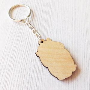 Year Of The Rabbit, Adorable Bunny Keychain, Cute Brown Rabbit Wooden Keycharm, Flower Crown Bunny Rabbit Accessory, Wood Pet Keyring image 3