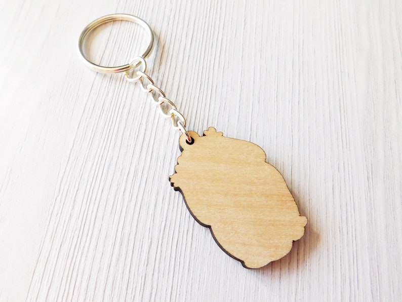 Year Of The Rabbit, Adorable Bunny Keychain, Cute Brown Rabbit Wooden Keycharm, Flower Crown Bunny Rabbit Accessory, Wood Pet Keyring image 3