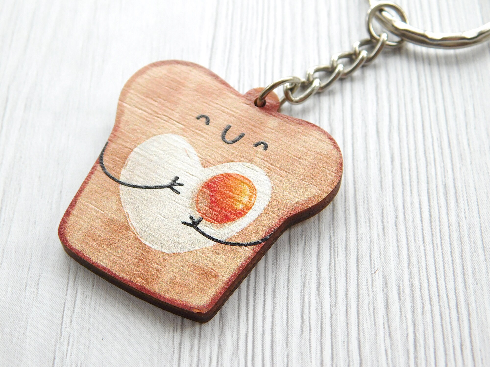 Eggy Toast Love Heart Keychain Cute Bread Slice Key Charm Etsy UK