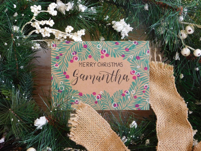 Custom Hand Lettered Christmas Card Illustrated Xmas Card image 0