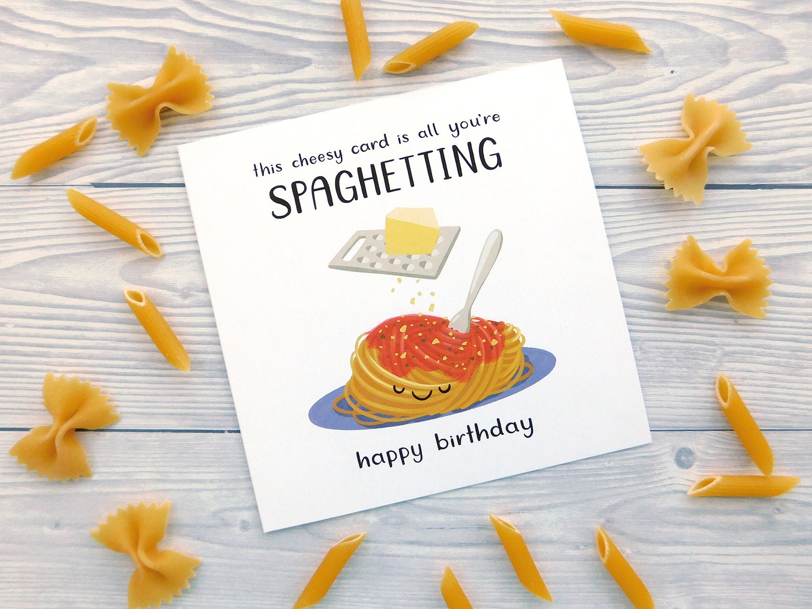 Cheesy Spaghetti Birthday Card Pasta Pun Birthday Card Mean Etsy