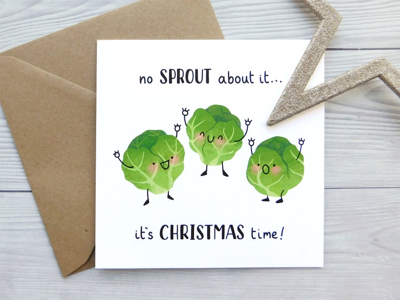 Funny Sprout Christmas Card Brussels Sprouts Xmas Pun Card Etsy UK