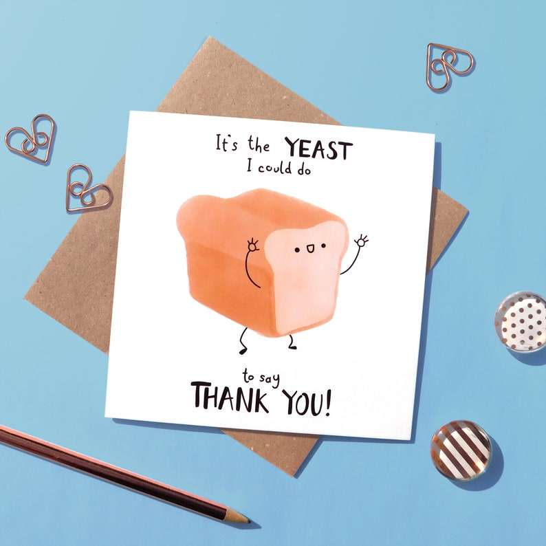 Bread Pun Thank You Card, Thanks A Bunch, Funny Greeting Card, Thankyou Card For Teachers, Bread Lover Card image 2