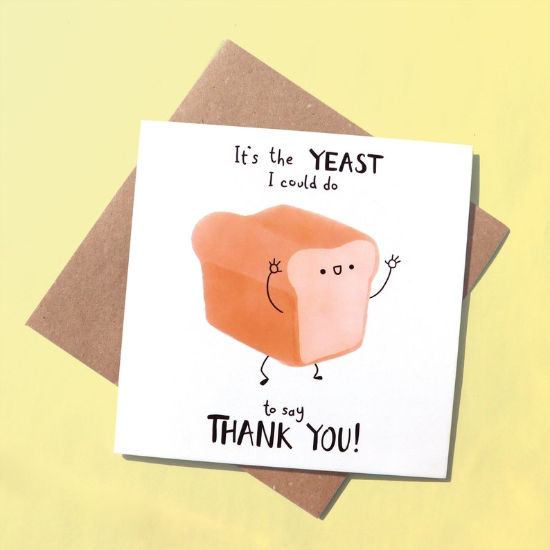 Bread Pun Thank You Card, Thanks A Bunch, Funny Greeting Card, Thankyou Card For Teachers, Bread Lover Card image 1