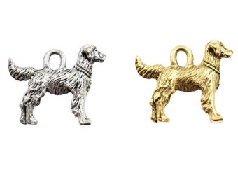 Golden Retriever Pewter Charm: Antique Gold or Silver (18mmx15mm)