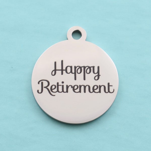 Happy Retirement.  Stainless Steel Word Charm.  Word Charms.  Stainless Steel Word Charms. Bracelet Charms