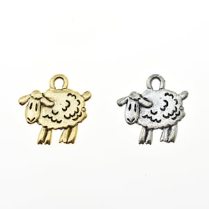 Sheep Charm in Antique Gold Plated or Silver Pewter.