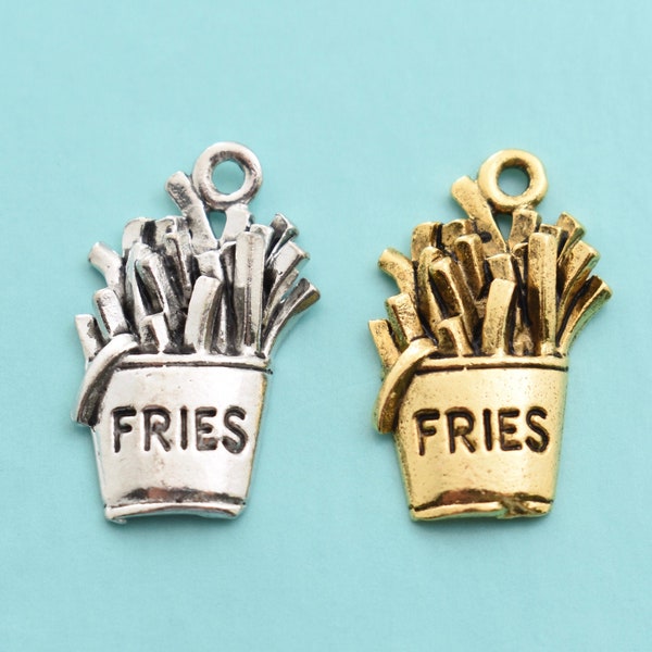 French Fries Charm in Gold Plated or Silver Pewter. French Fries Charm. Bracelet Charms. Necklace Charms. Foodie gifts.