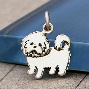 Maltese Dog Charm in Sterling Silver. Sterling Silver Charm. Charms Only. Sterling Pet Charm