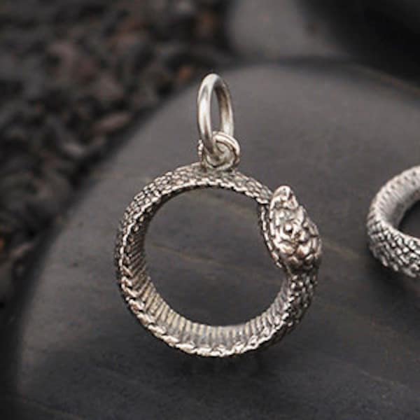 Ouroboros Snake Charm in Sterling Silver. Sterling Silver Charm. Charms Only.