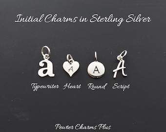 Letter Charm in Sterling Silver. Sterling Silver Charm. Charms Only. Sterling Silver Charms. Sterling Initial A Charm