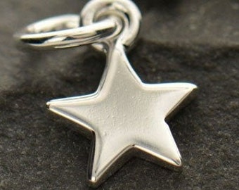 Star Charm in Sterling Silver. Sterling Silver Charm. Charms Only. Sterling Tiny Flat Star Charm