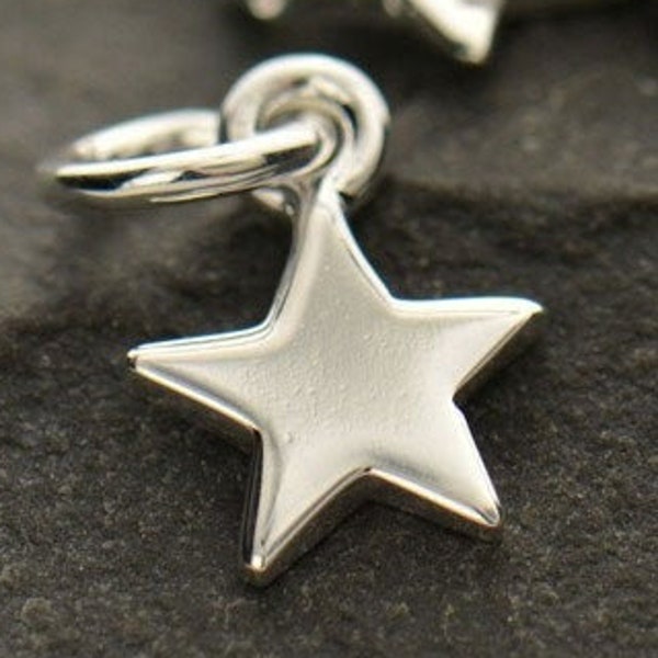 Star Charm in Sterling Silver. Sterling Silver Charm. Charms Only. Sterling Tiny Flat Star Charm