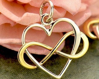 Infinity Heart Charm in Sterling Silver. Sterling Silver Charm. Charms Only. Sterling Heart Charm