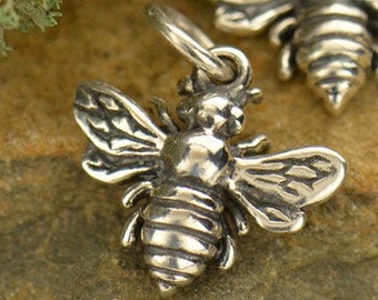 Genuine 925 Sterling Silver Honey Bee Dangle Charm - Pavé Zircon Details, Slide Closure 7 thumbnail image