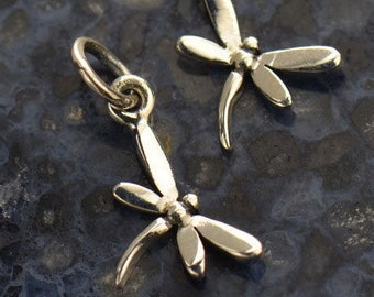 Tiny Dragonfly Charm in Sterling Silver. DIY Jewelry Making. Bulk Charms. Dragonfly Charm