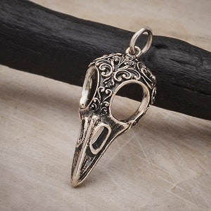 Sterling Silver Raven Skull Charm with Scroll Carving. Sterling Silver Charm. Charms Only. Skull Charm